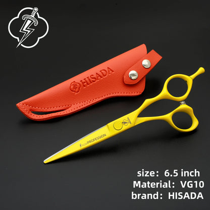 HISADA Hairdressing scissors 6 inch yellow High-end scissors VG10 Material is sharp and wear-resistant scissors tool