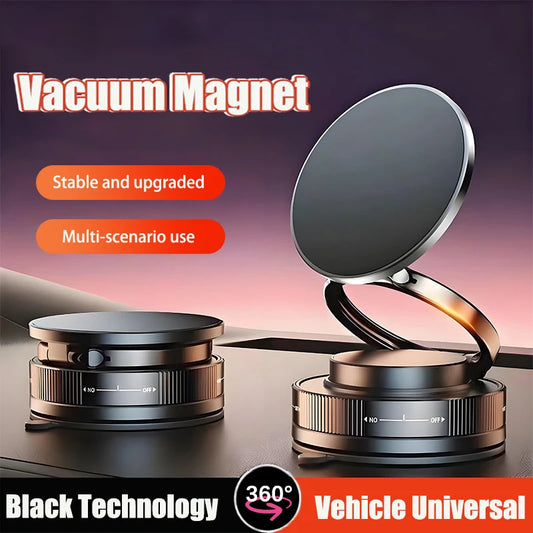 Vacuum Magnetic Phone Bracket 360 Adjustment Double Side Suction Cup Strong Magnet Suction Foldable Navigation Car Holder