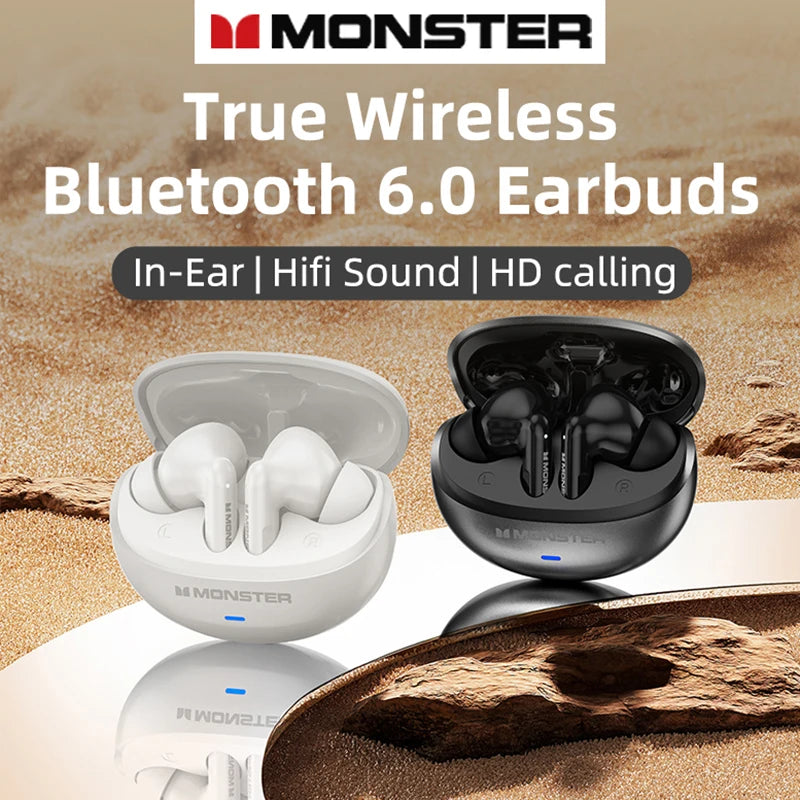 Monster MQT39 Gaming Earphone Ture Wireless Bluetooth 6.0 Headphones Low Latency Noise Reduction Earbuds Headset With Mic New