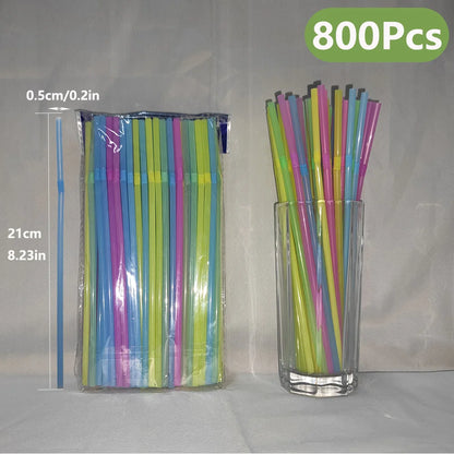 50-1000Pcs Multicolor Kunststof Straws for Wedding Party Cocktail Birthday Supplies Beverage Kitchen Bar Drinking Straws