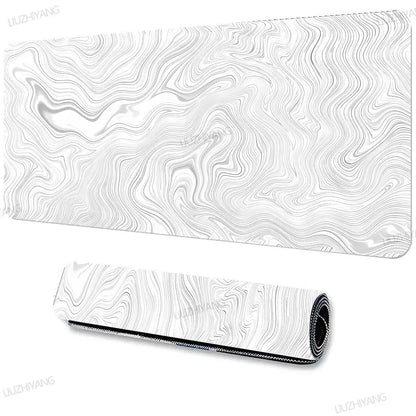 Black White Topographic Map Mouse Pad XXL Desktop Keyboard Table Pads Game Anti-slip Desk Mat Computer Accessories Long Mousepad