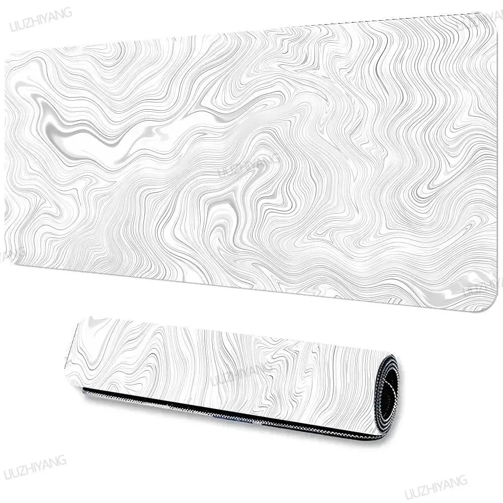 Black White Topographic Map Mouse Pad XXL Desktop Keyboard Table Pads Game Anti-slip Desk Mat Computer Accessories Long Mousepad