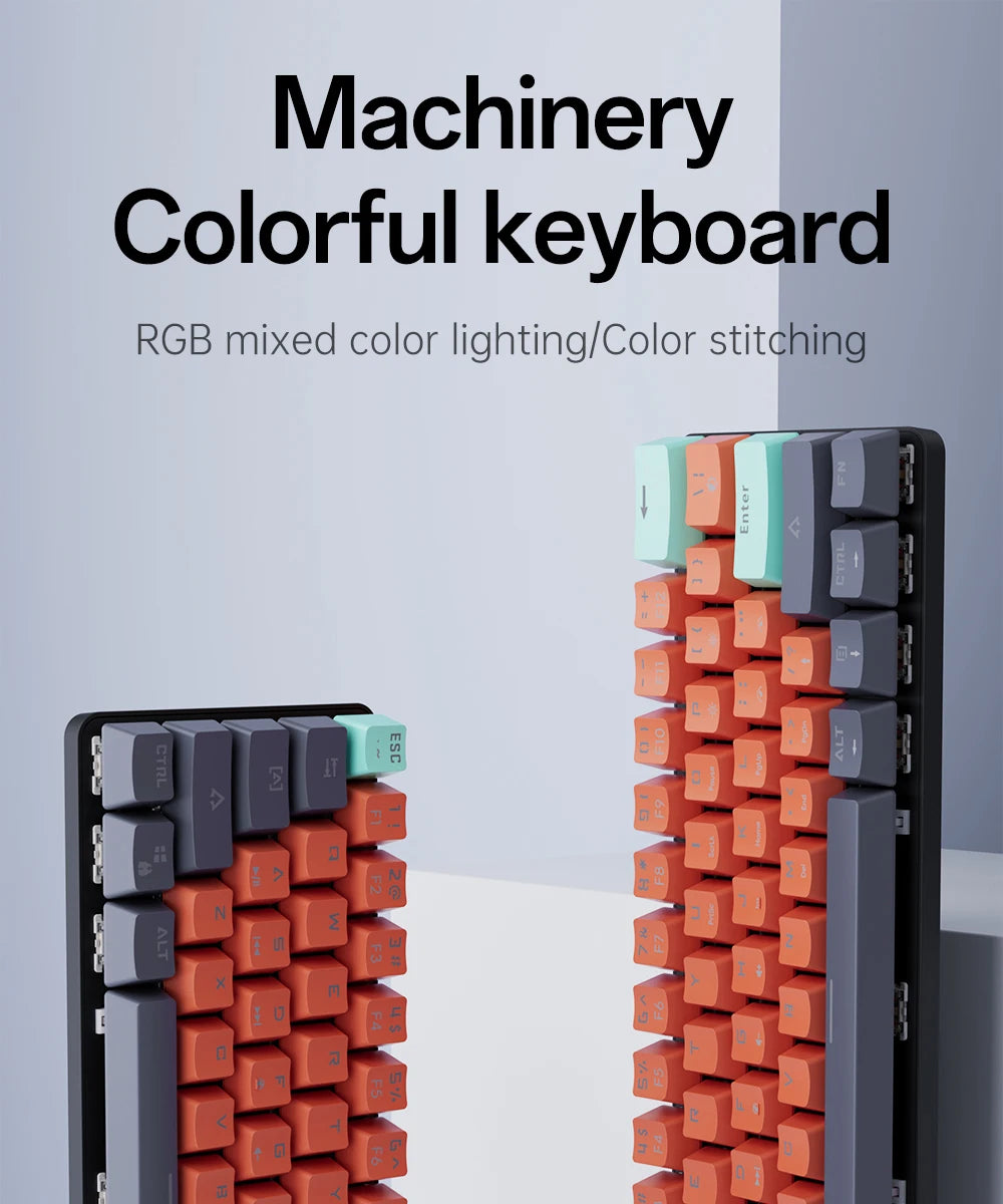 MUCAI MKA610 USB Mini Mechanical Gaming Wired Keyboard Red Switch 61 Key Gamer for Computer PC Laptop Detachable Cable