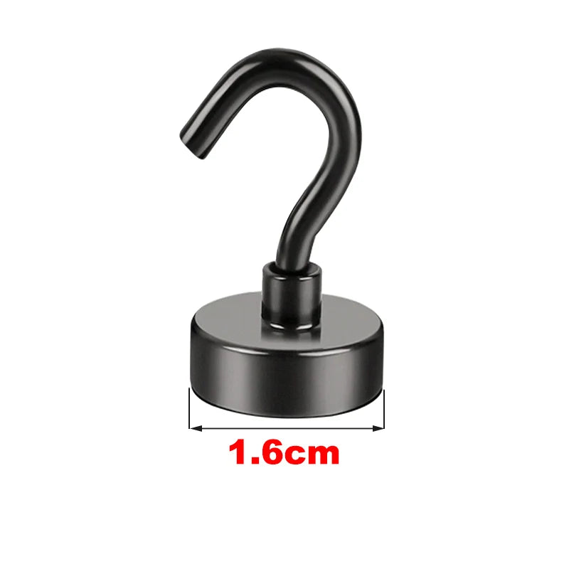 Heavy Duty 16mm Strong Magnetic Hooks Home Kitchen Refrigerator Kitchenware Clothing Key Hanging Bathroom Hanger Black Organizer