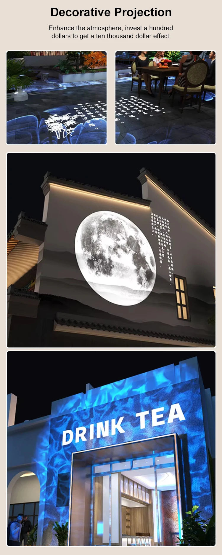 Custom LED Logo GOBO Projector Light  Indoor Outdoor Floor Projector Rotating Logo for Hotel Company Bar Store Business