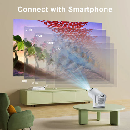 Salange Q5 Wireless Mini Projector WIFI 6 1080P Support Portable 180° Rotatable Video Projector Compatible for Android IOS