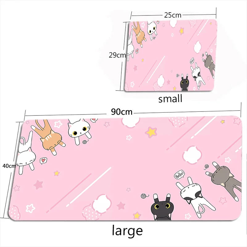 Cute Cat in Lavender Mouse Pad Large Computer Office Game Table Mat XXL Rubber Anti-slip Gaming Keyboard Mousepad Long Desk Pads