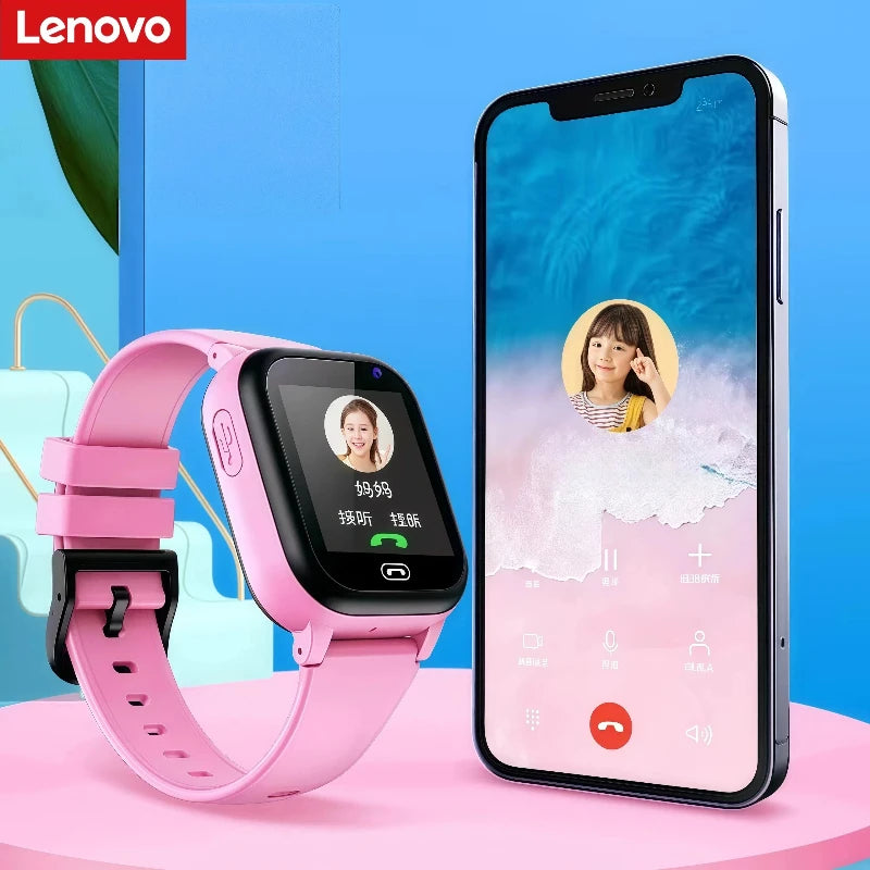 Lenovo Kids Smart Watch SOS Wifi GPS Location Video Call Electronic Watch Card Camera Waterproof School For Boys Girls For Gift
