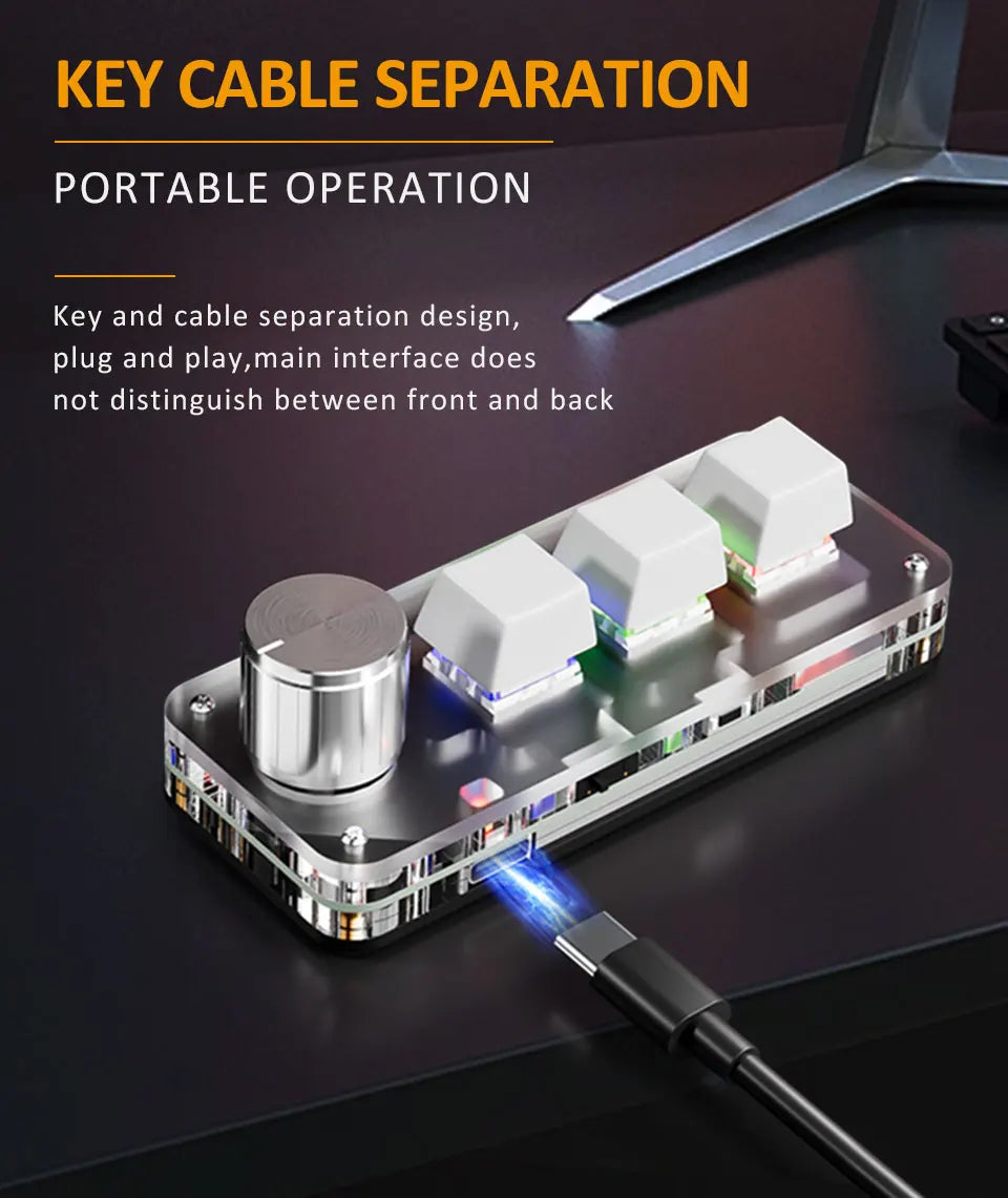 2.4G 3-key Customize Bluetooth Keyboard Macro Knob Copy Paste Shortcut Key E-sports Game Mini Mechanical Hot Plug Mini Keyboard