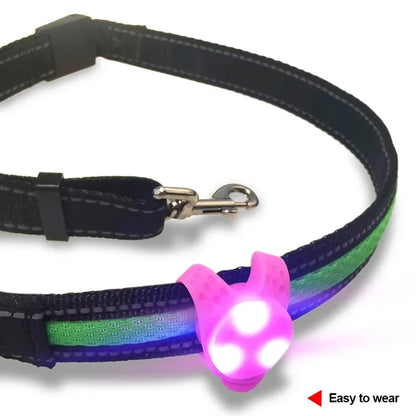 Pet Led Silicone Rubber Pendant Safety Flashing Glow Light Blinking Led Collar Luminous Pendant For Pet Cat Puppy Necklace