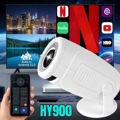 4K Decoding Dual Wi Fi 6 HY900 Projector Newly 290ANSI Allwinner BT5 0 Perfect for Home Cinema Outdoor Entertainment System