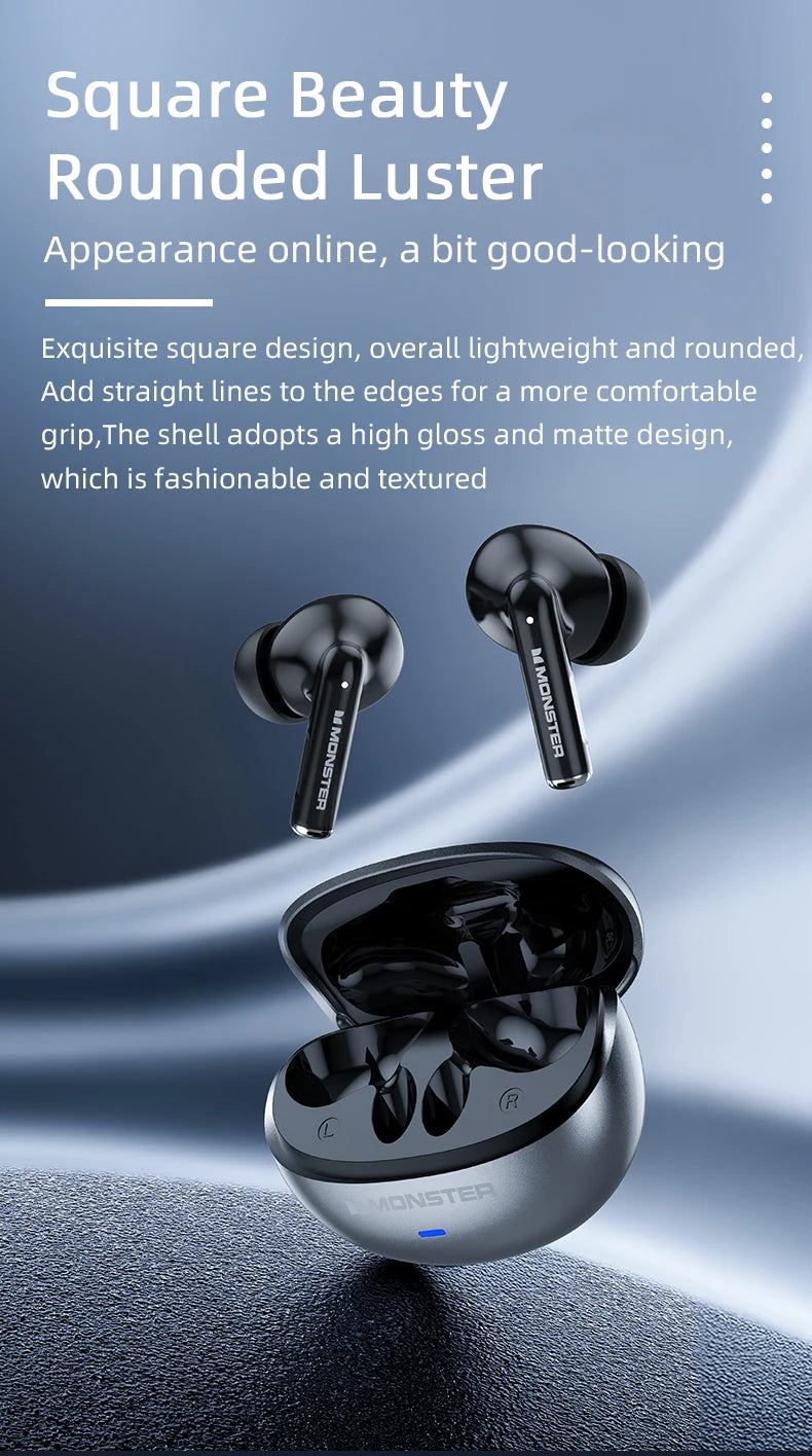 Monster MQT39 Gaming Earphone Ture Wireless Bluetooth 6.0 Headphones Low Latency Noise Reduction Earbuds Headset With Mic New