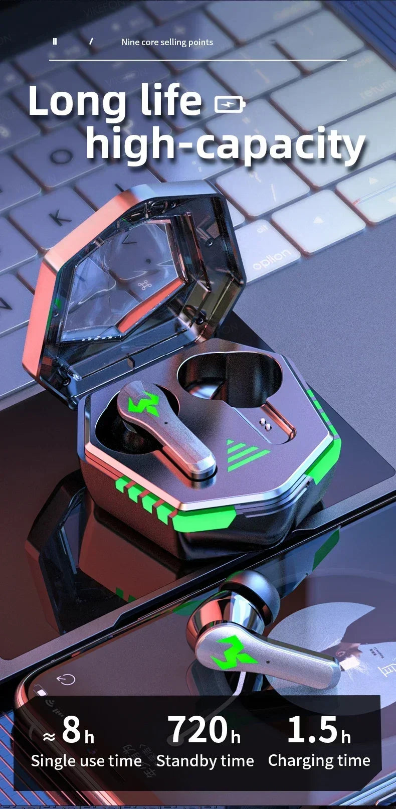 XIKCUC N35 Digital display Tws Audifonos Auriculares Bluetooth Wireless Headphones Earbuds Gaming In-Ear Earphones