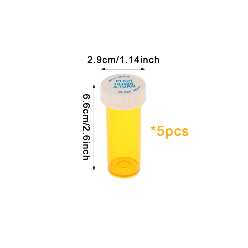 5Pcs Plastic Medicine Pill Bottles With Child Resistant Caps Medicine Containers Travel Pill Vials - 6/8/13/16/20/30/40/60 Dram