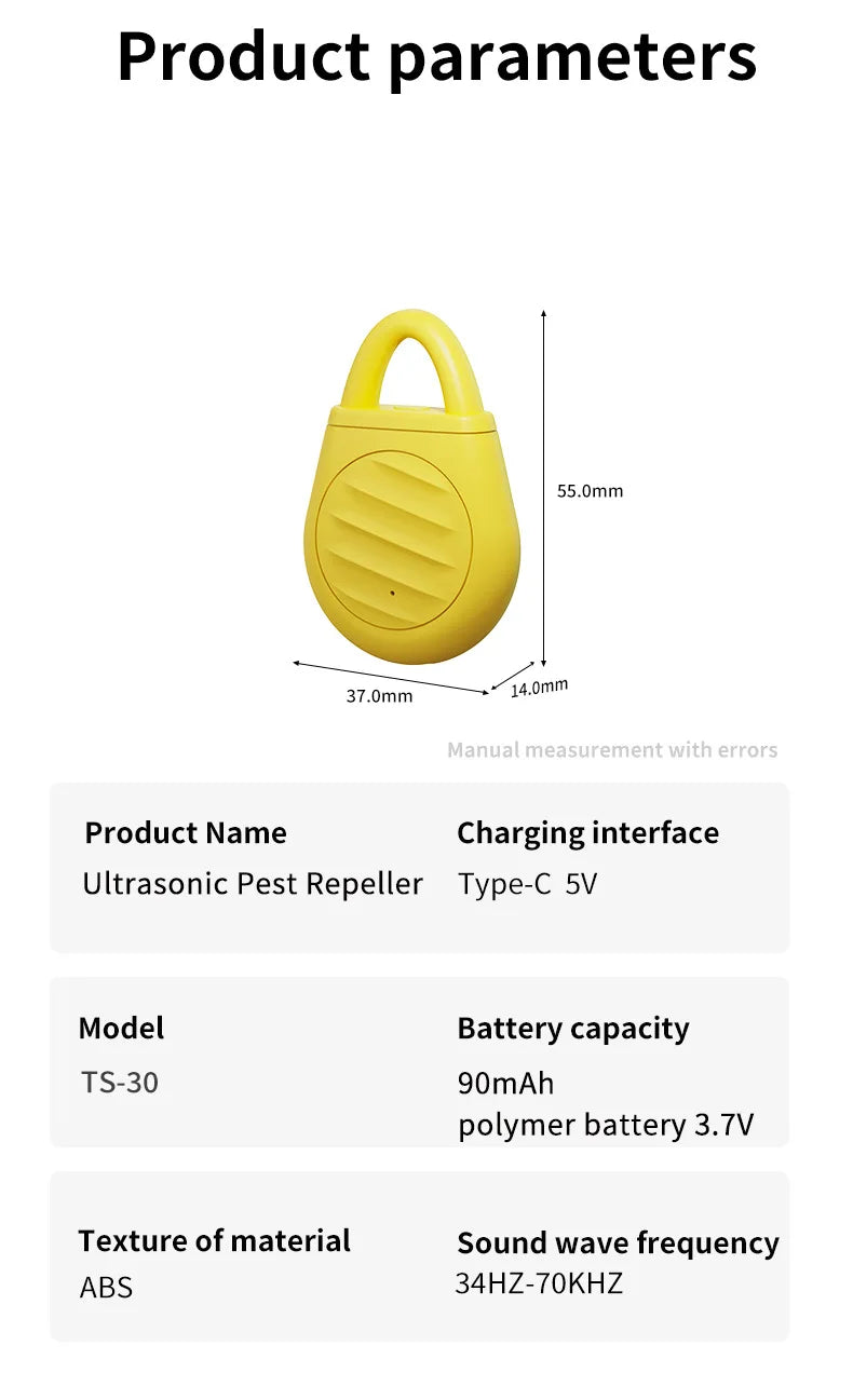 New Ultrasonic Flea Tick Repeller Rechargeable Anti-mosquito Parasite Protection Tools For People Cats Dogs Outdoor Indoor Use