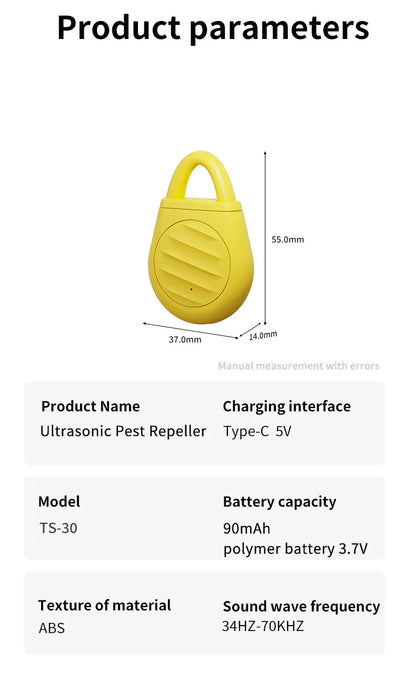 New Ultrasonic Flea Tick Repeller Rechargeable Anti-mosquito Parasite Protection Tools For People Cats Dogs Outdoor Indoor Use