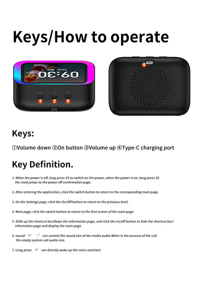 Smart Bluetooth Translator RGB Speaker 18 Languages Real-time Translation AI bluetooth 5.4 speaker with LCD display, game,alarm