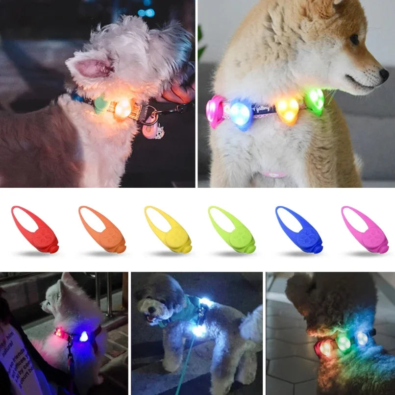 Pet Led Silicone Rubber Pendant Safety Flashing Glow Light Blinking Led Collar Luminous Pendant For Pet Cat Puppy Necklace
