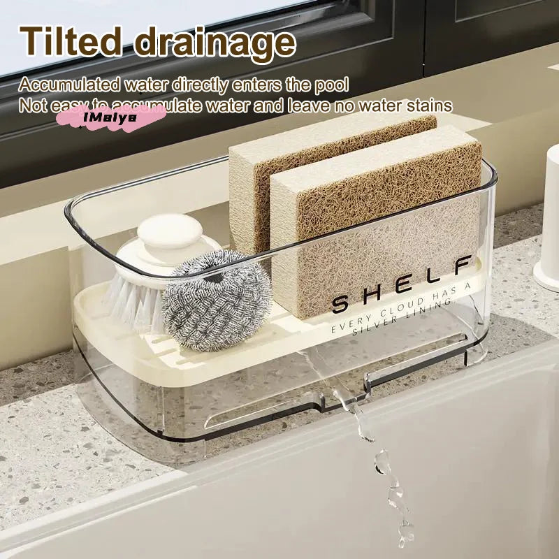 M-1Pc New Rag Rack Kitchen Sink Rack Household Wall-mounted Multi-function Sponge Pool Faucet Storage Artifact With Drain Design
