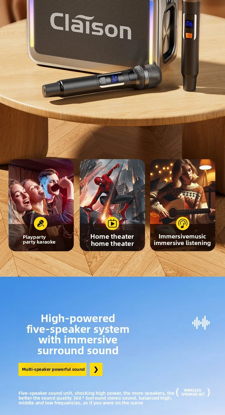 MW Audio Bluetooth Speaker LED Light Dual Mic Karaoke Outdoor Bass Booming Long Battery Life