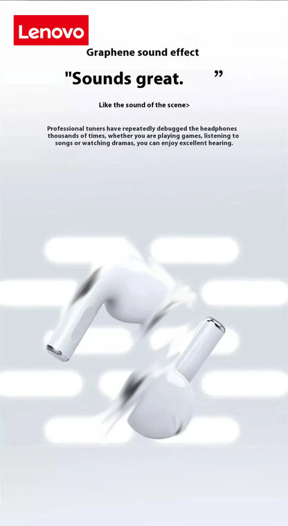 Lenovo Original HiFi Stereo Wireless Earbuds, Stylish Design, TWS Bluetooth Earbuds, Touch Control Sports Earbuds