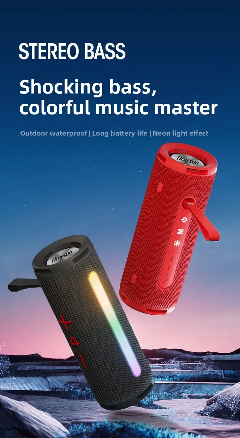 MW Audio Portable Bluetooth Speaker RGB Lights Waterproof Dual Drivers Bass Wireless Speaker Bluetooth 5 2