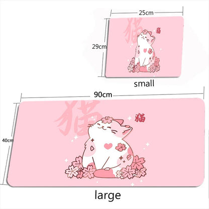 Cute Cat in Lavender Mouse Pad Large Computer Office Game Table Mat XXL Rubber Anti-slip Gaming Keyboard Mousepad Long Desk Pads