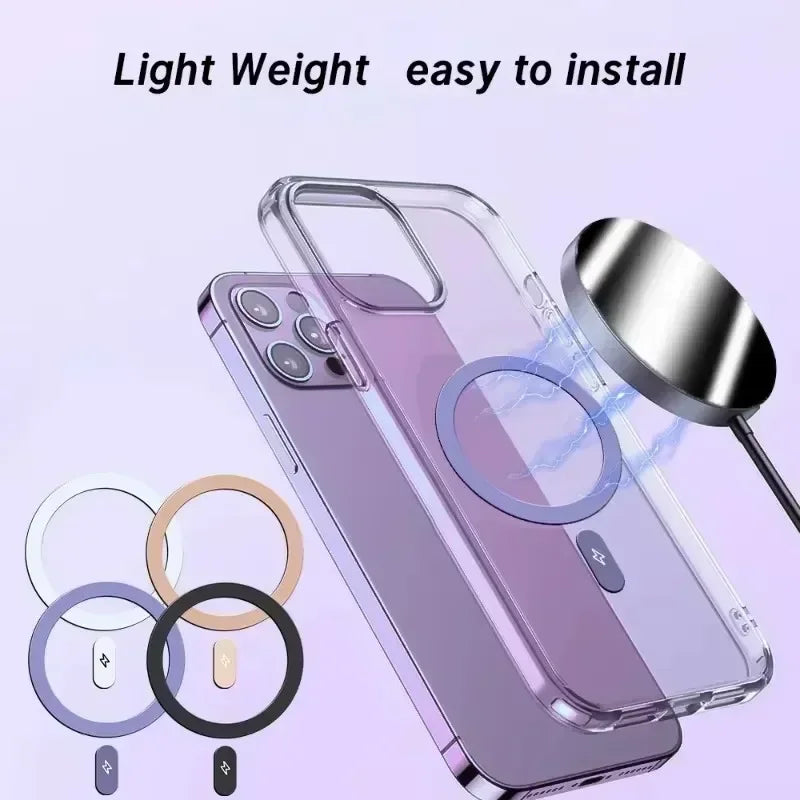 Universal Metal Rings Sticker for Magsafe IPhone Magnetic Wireless Charger Cellphone Round Metal Plate Sticker Car Phone Holder