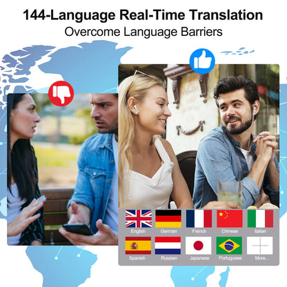 Real Time Translators Headphones Wireless Earphones Noise Canceling IPX7 Waterproof Smart Touch Control Kids Women Men Earbuds
