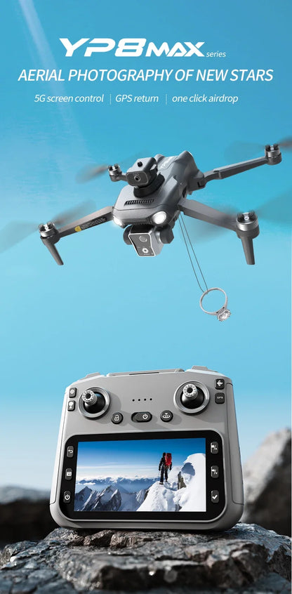YP8Max 5G GPS Drone Laser Obstacle Avoidance Panoramic Shooting Optical Flow Positioning Remote Control Airdrop Quadcopter