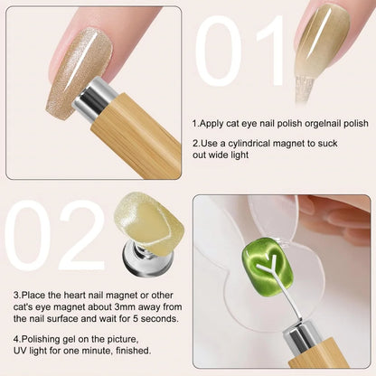 1/2/3/4pcs Y-Shaped Heart Cat Eye Gel Magnet Set Love Heart Magnet Magnetic Nail Stick For Gel Nail Polish DIY Manicure Tool 69S
