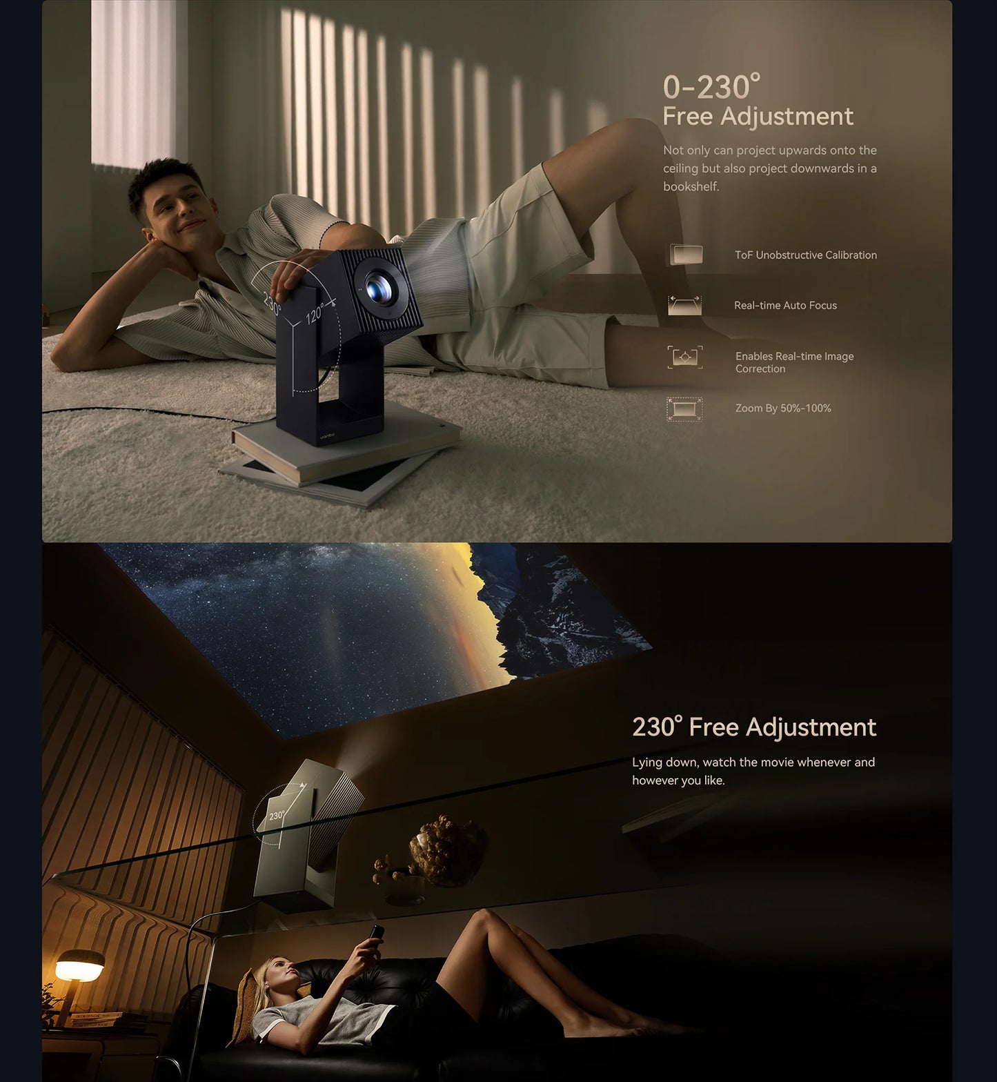 Wanbo Cube 2 Pro 4K Protable Native 1080P Projector 500ANSI Android TV 11.0 ToF Laser Radar Real Time Focus 3 Colors Available