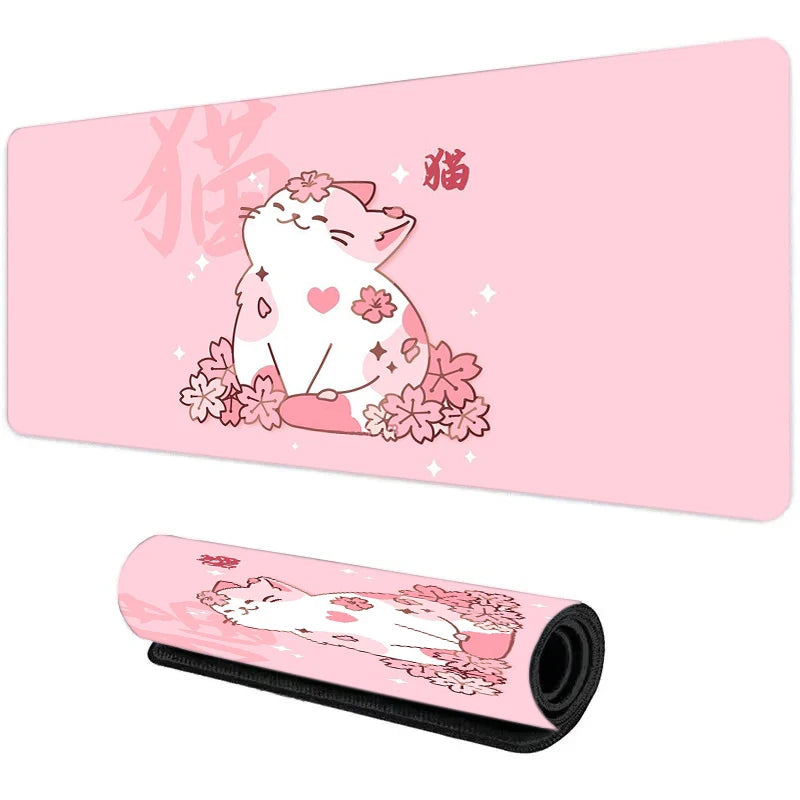 Cute Cat in Lavender Mouse Pad Large Computer Office Game Table Mat XXL Rubber Anti-slip Gaming Keyboard Mousepad Long Desk Pads