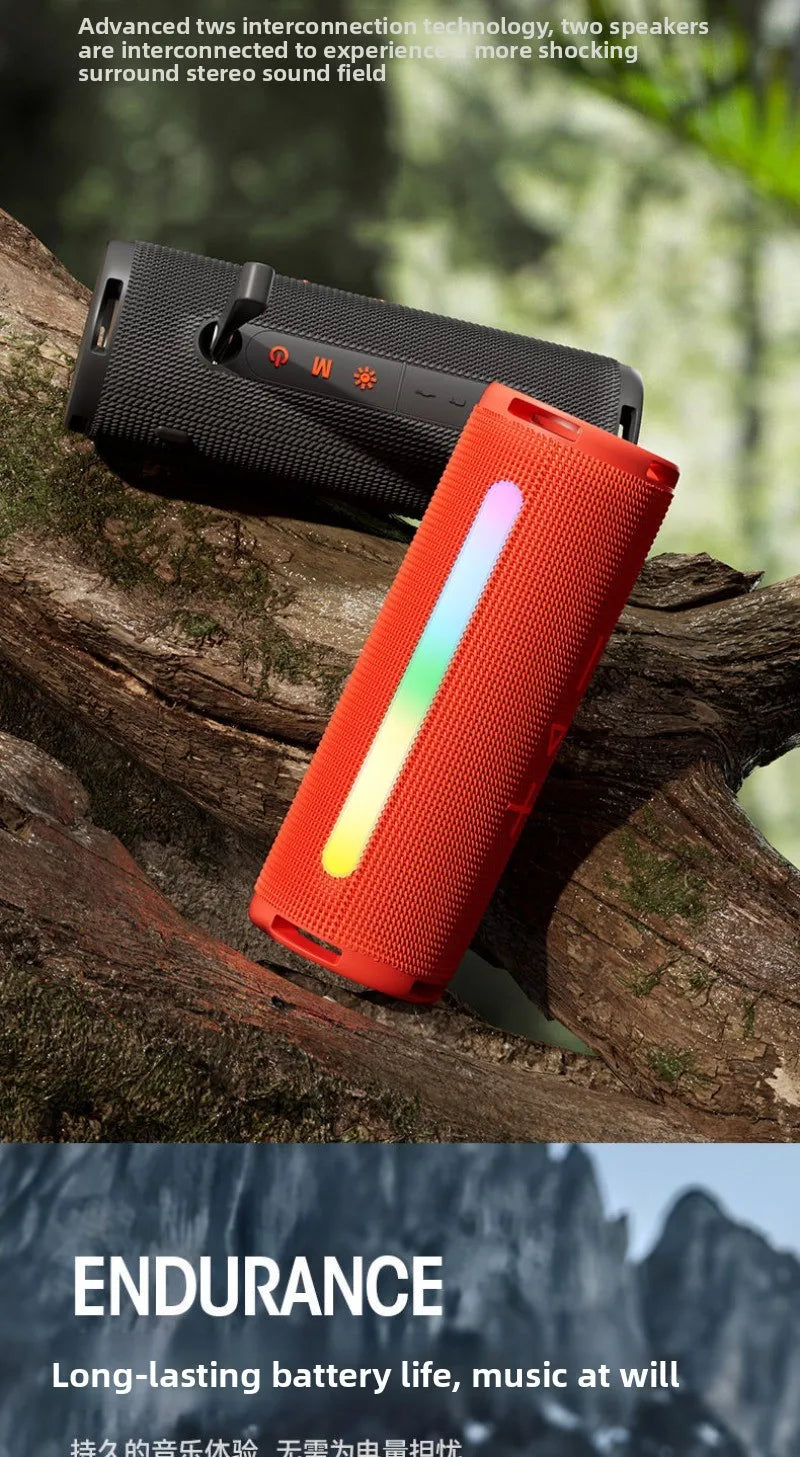 MW Audio Portable Bluetooth Speaker RGB Lights Waterproof Dual Drivers Bass Wireless Speaker Bluetooth 5 2