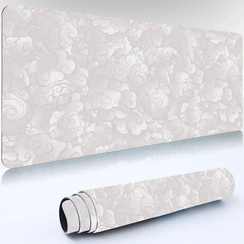 Japanese Clouds Mouse Pad Kawaii Black Desk Mat Office Carpet Large Gaming Mousepad Non-Slip Rubber Laptop Computer Accessories