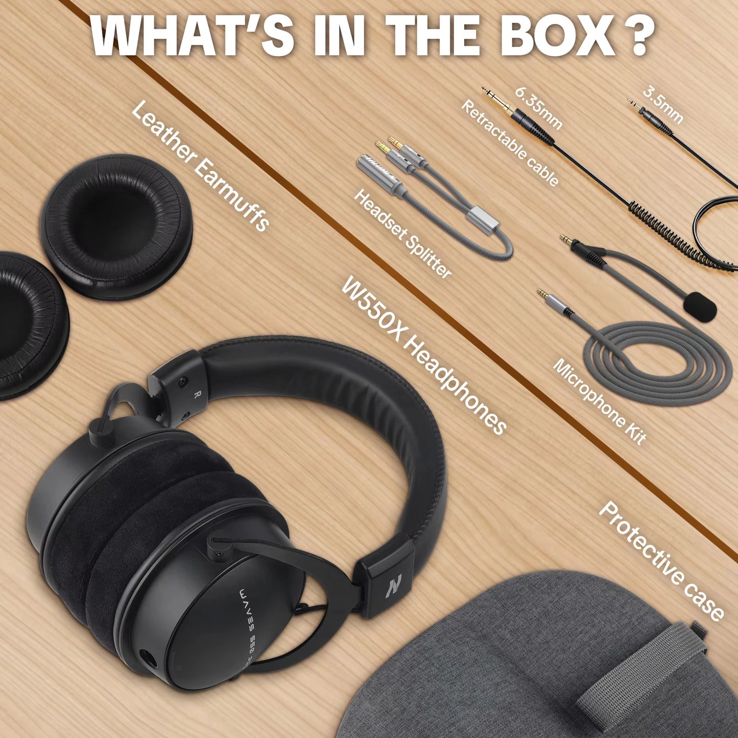 TOP W550X Talomen Over-Ear Headphones Portable Audio and Video Equipment with Detachable Cable Built-in Microphone For Gift