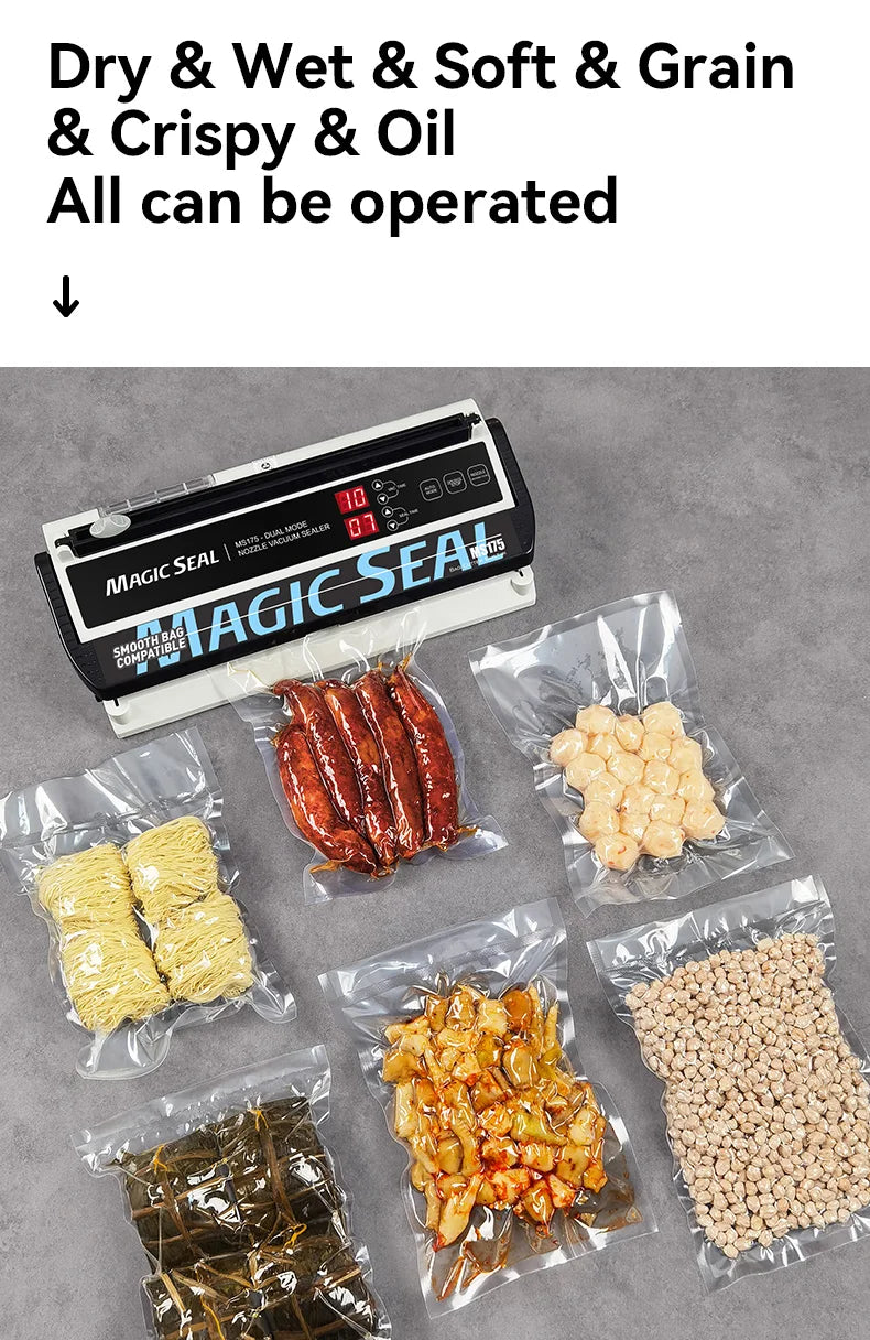 Vacuum Packaging Machine MAGIC SEAL MS175 for Food Plastic Bags Sealer Sealing Machine Mylar Bags Kitchen Packer Automatic Manua