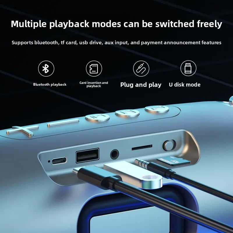 Portable Waterproof Bluetooth Speaker with Bass Stereo Sound LED Light Wireless Outdoor Speaker