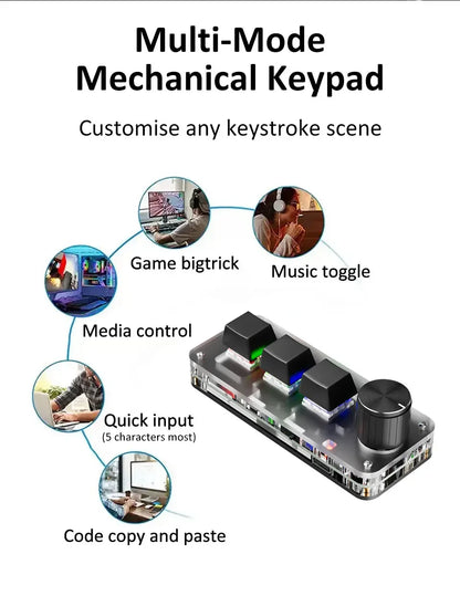 2.4G 3-key Customize Bluetooth Keyboard Macro Knob Copy Paste Shortcut Key E-sports Game Mini Mechanical Hot Plug Mini Keyboard