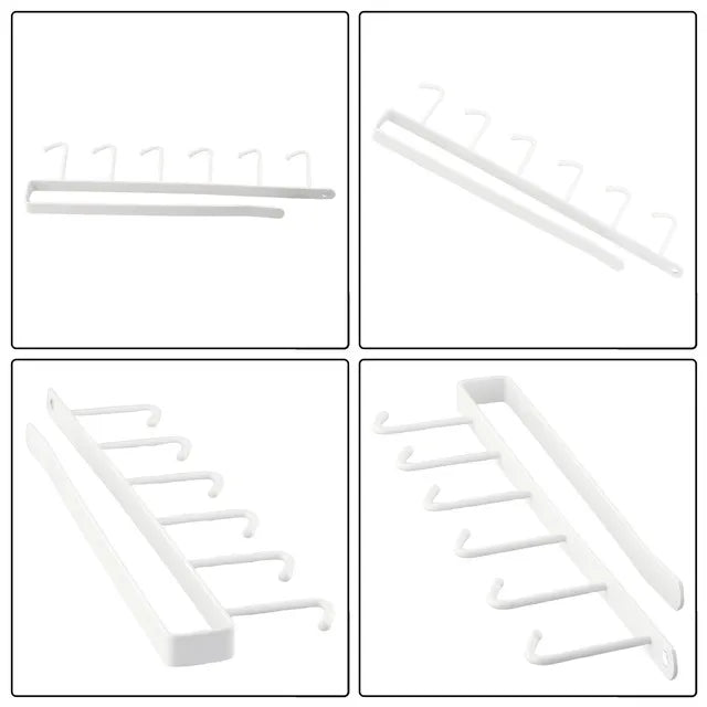 Multifunction 6 Hook Coffee Cup Mug Holder Black White Hooks Shelf Multifunction Kitchen Cabinet Sundries Organizer Storage