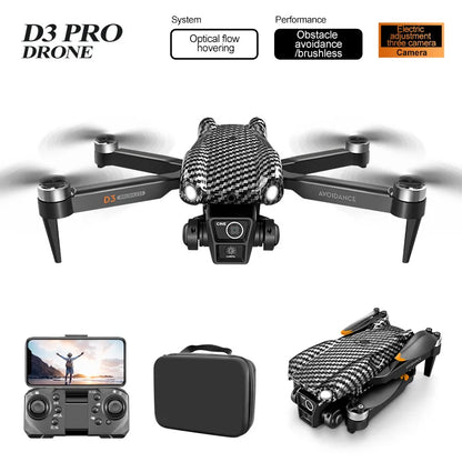 1 Set D3 Drone HD Aerial Photography Brushless Motor Dual Camera Obstacle Avoidance Optical Flow Positioning New Year Present