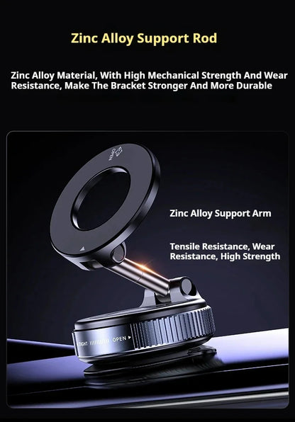 Car Phone Holder Suction Cup Vacuum Magnetic Phone Stand 360° rotatable and Foldable Suction Cup Phone Holder