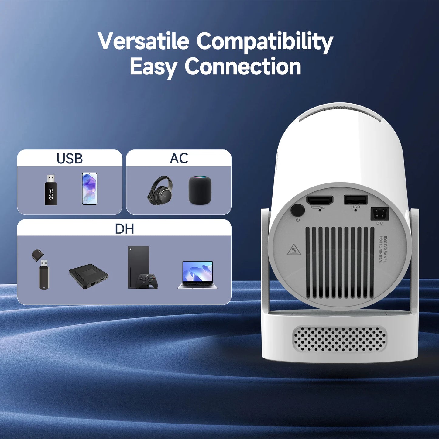 Magcubic HY300 Pro+ Android14 Projector 8000 Lumens 720P Outdoor Portable Movie Home with 5W Speaker WiFi6 BT5.4 Upgrated HY300