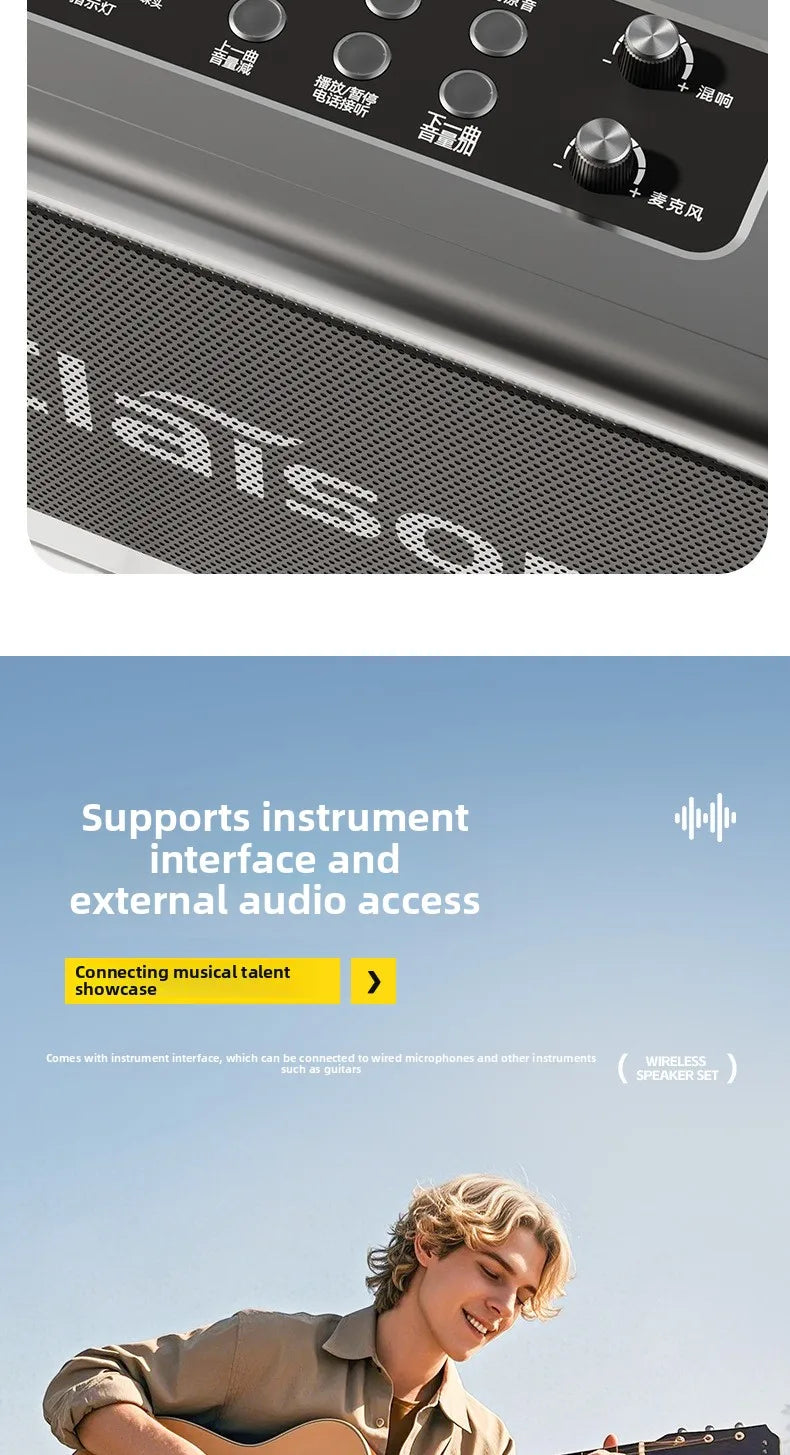 MW Audio Bluetooth Speaker LED Light Dual Mic Karaoke Outdoor Bass Booming Long Battery Life