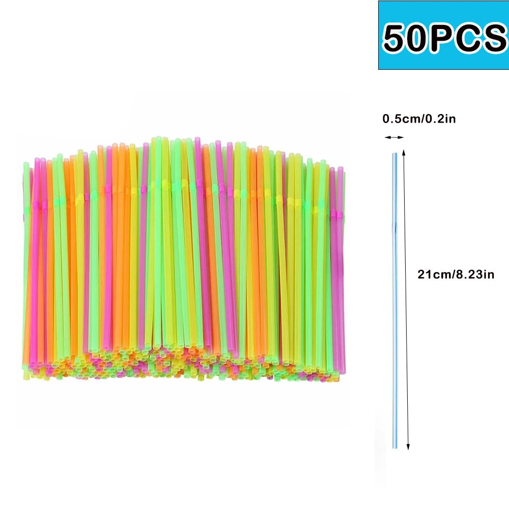 50-3000PCS Multicolor Drinking Straws Bar Party plastique Beverage Straw Kunststof Straws Wedding Kitchen Straws Wholesale