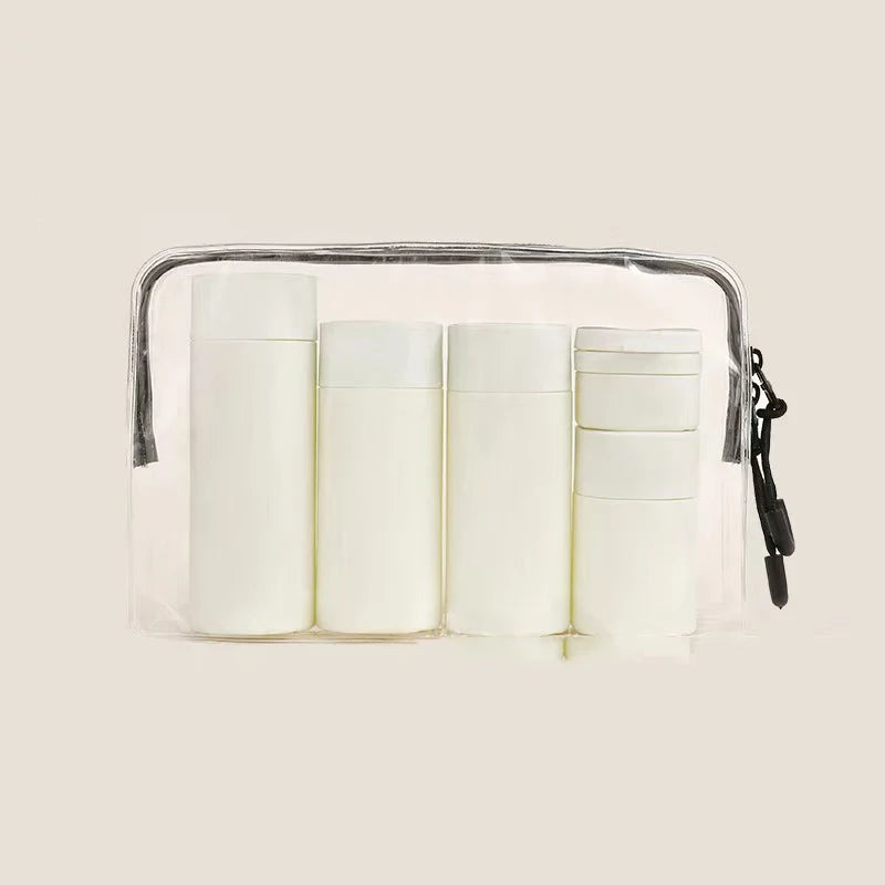 6pcs/Set Recyclable Travel Bottling Set Portable Color Lotion Cream Shampoo Empty Container TPU Wash Bag