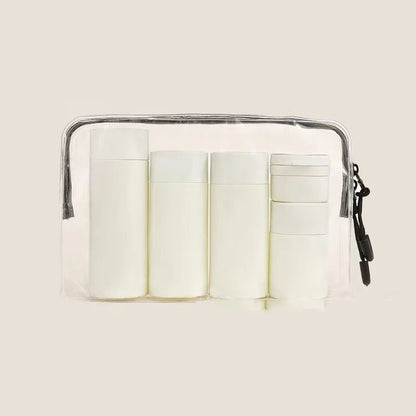 6pcs/Set Recyclable Travel Bottling Set Portable Color Lotion Cream Shampoo Empty Container TPU Wash Bag