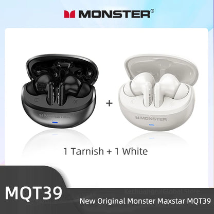Monster MQT39 Wireless Bluetooth 6.0 Earphones TWS Hifi Stereo Headphones Noise Reduction Gaming Earbuds Sports Headset With Mic