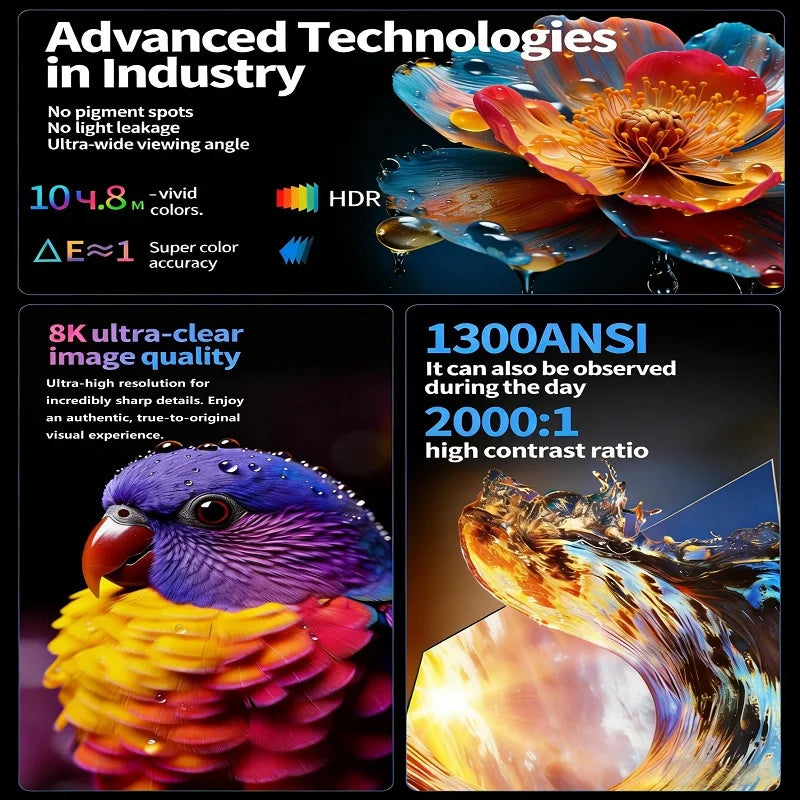 Smart Projector Native 1080P HD With WiFi 5G Bluetooth 5.0 Auto Focus & Keystone High Brightness Smart LED Projector