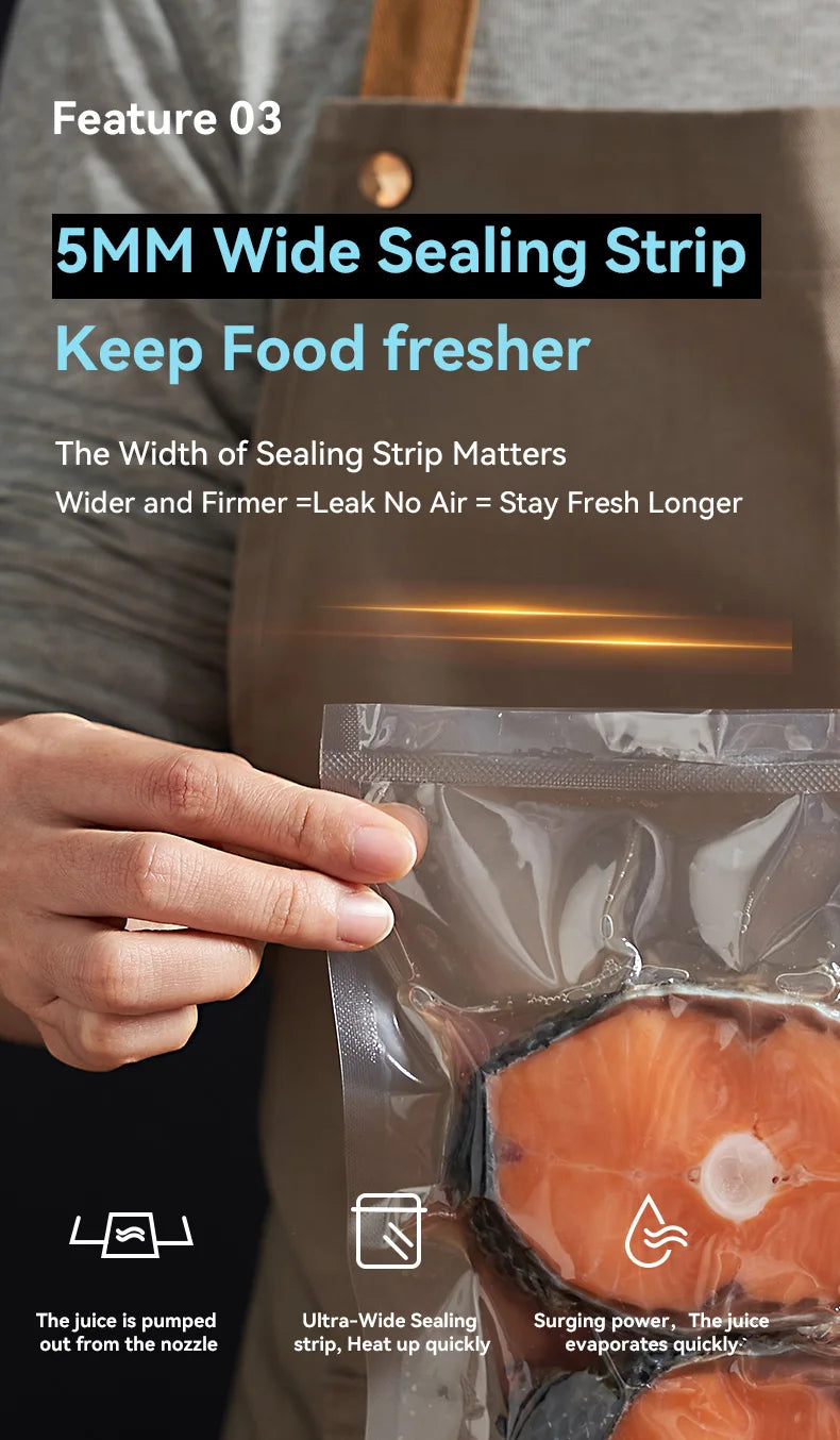 Vacuum Packaging Machine MAGIC SEAL MS175 for Food Plastic Bags Sealer Sealing Machine Mylar Bags Kitchen Packer Automatic Manua